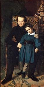 Auguste de Chatillon Victor Hugo with his son Francois Victor oil painting picture